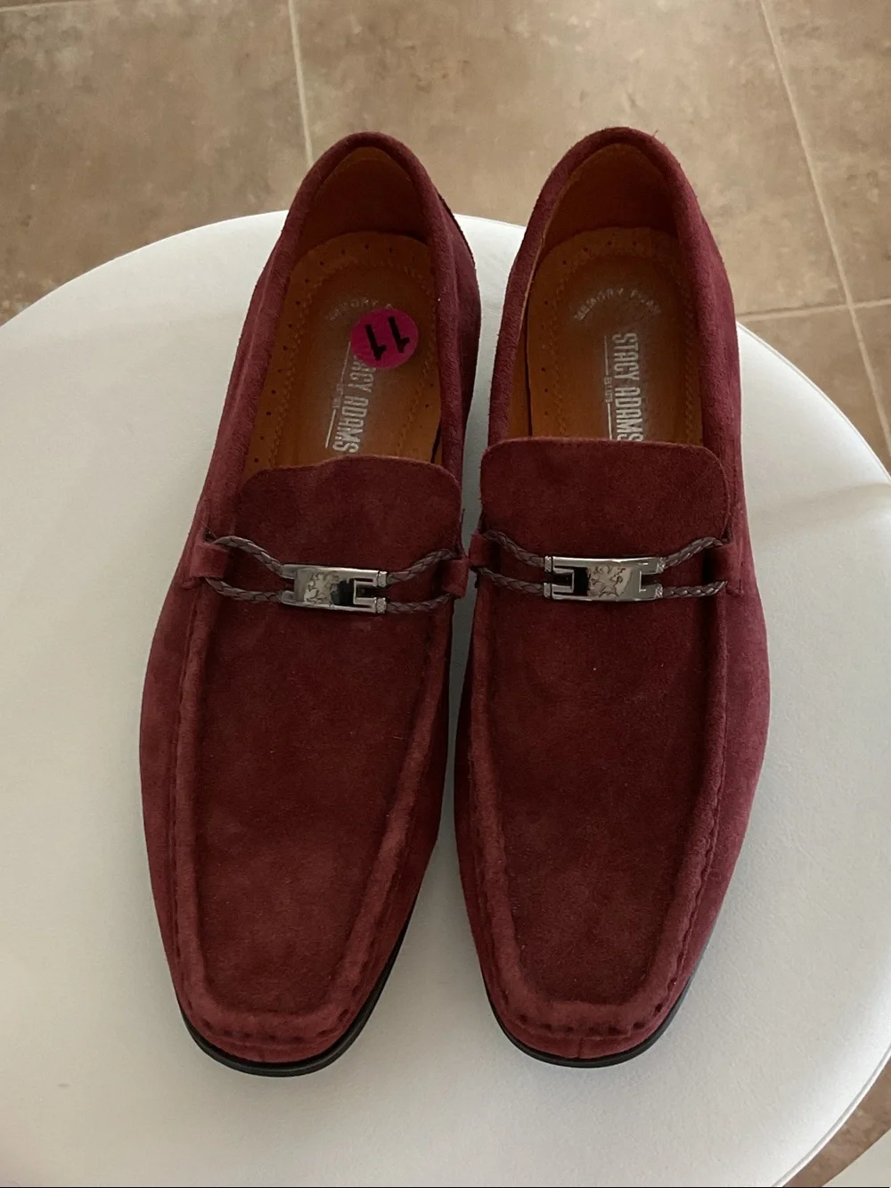 Stacy Adam’s wine burgundy suede loafers, size 11